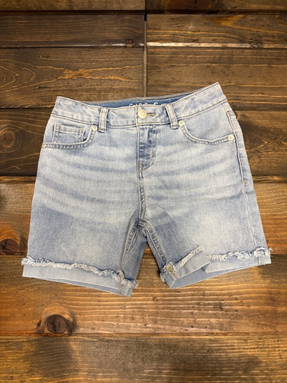 Cat & Jack Light Blue Denim Frayed-Hem Girls' Shorts